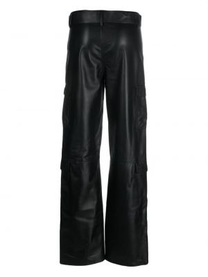 Kožené rovné kalhoty Simonetta Ravizza černé