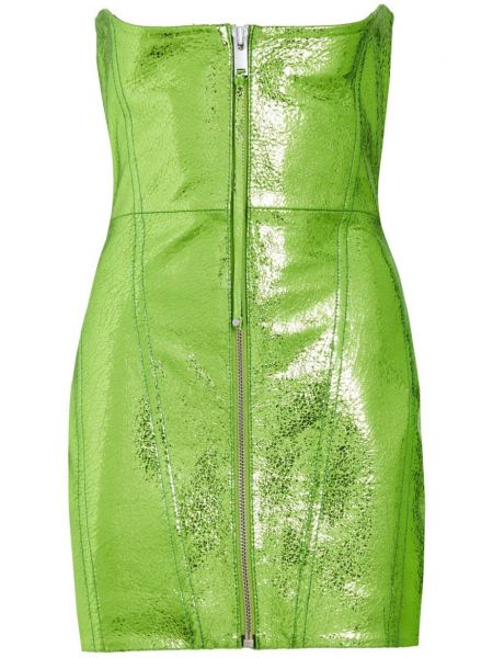 Kožna ravna haljina Retrofete zelena