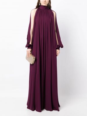 Hedvábné večerní šaty s mašlí Elie Saab fialové