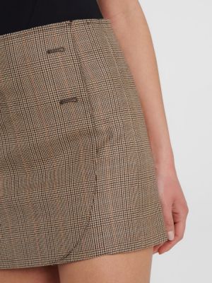Mini falda de lana a cuadros Vetements marrón