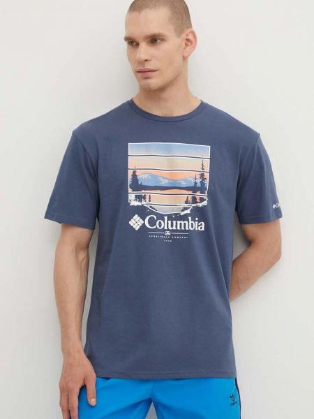 Koszulka bawełniana z nadrukiem Columbia niebieska