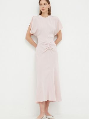 Sukienka midi dopasowana Victoria Beckham różowa