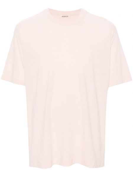 Вълнена тениска с кръгло деколте Auralee розово