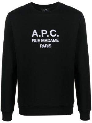 Памучен пуловер с принт A.p.c. черно