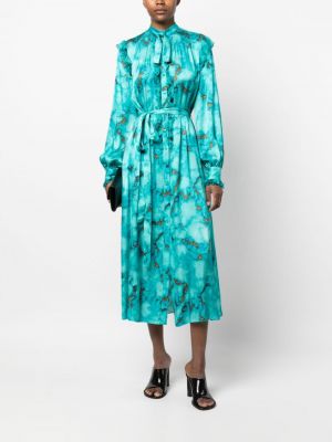 Midi šaty s knoflíky Roberto Cavalli modré