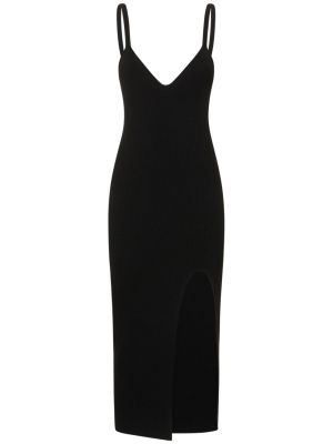 Sukienka midi z wiskozy z krepy Michael Kors Collection czarna