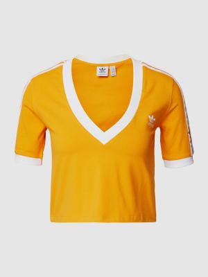 Koszulka z dekoltem w serek Adidas Originals pomarańczowa