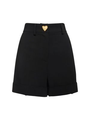 Pantaloni scurți cu nasturi din viscoză cu motiv cu inimi Moschino negru