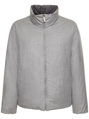 Flanelová obojstranná vlnená páperová bunda Thom Browne sivá