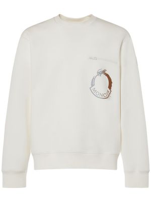 Sweatshirt mit rundhalsausschnitt aus baumwoll Moncler weiß