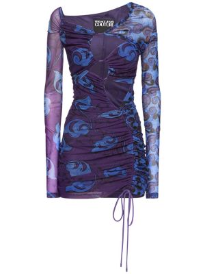 Tylové midi šaty Versace Jeans Couture fialová
