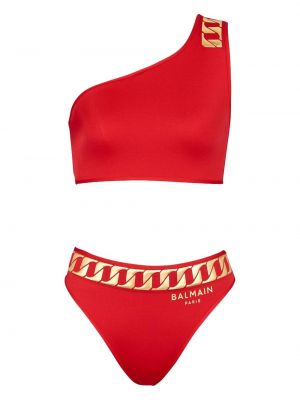 Bikini nyomtatás Balmain piros