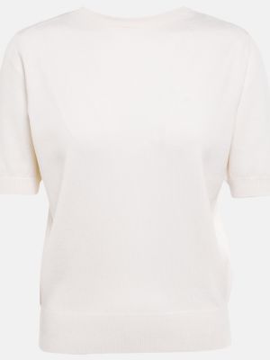 Копринена вълнена тениска The Row бяло