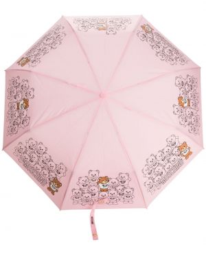 Parasol z nadrukiem Moschino różowy