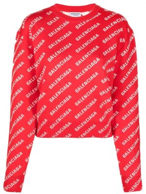 Długi sweter wełniane z długim rękawem z okrągłym dekoltem Balenciaga - czerwony