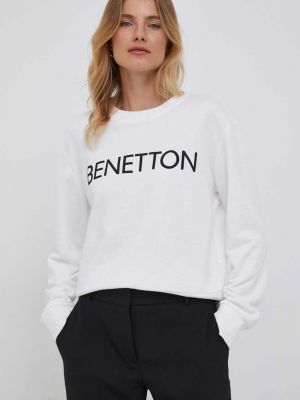 Bluza bawełniana z nadrukiem United Colors Of Benetton biała
