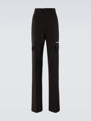 Pantaloni cu picior drept de lână Givenchy gri