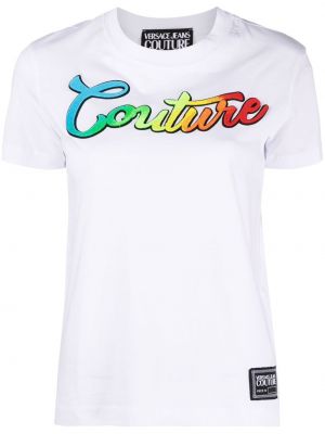 T-shirt mit stickerei Versace Jeans Couture weiß