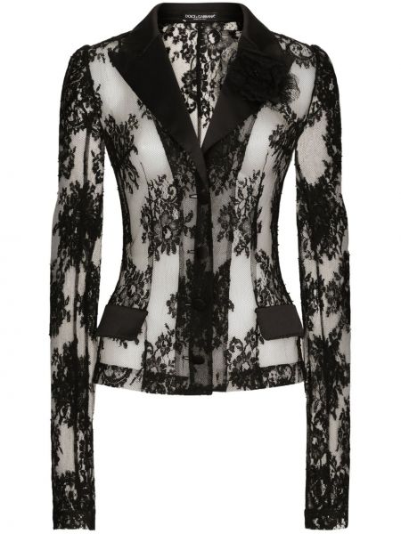 Prozoren blazer s čipko Dolce & Gabbana črna