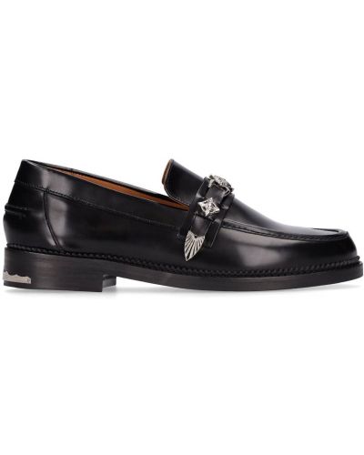 Pantofi loafer din piele cu vârf pătrat cu cataramă Toga Virilis negru