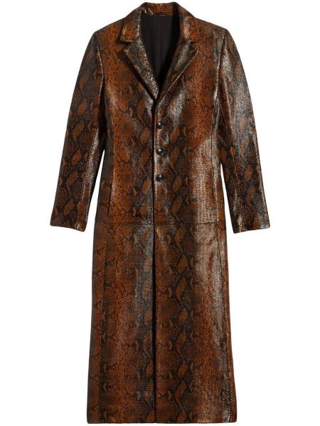 Manteau en cuir à motif serpent Ami Paris marron
