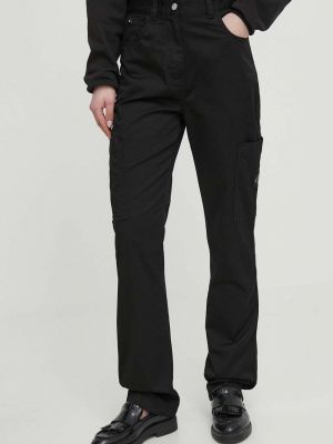 Czarne proste spodnie z wysoką talią Calvin Klein Jeans