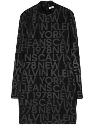 Mini šaty s potiskem Calvin Klein Jeans černé