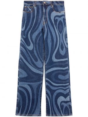Brīva piegriezuma abstraktas džinsi ar apdruku Pucci zils