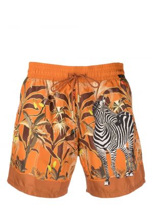 Kratke hlače s cvetličnim vzorcem s potiskom Etro oranžna