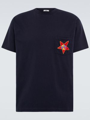 T-shirt ricamato di cotone in jersey Bode blu