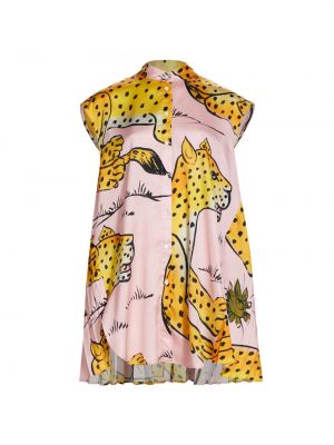 Блуза с леопардовым принтом и складками на спине Monse розовый