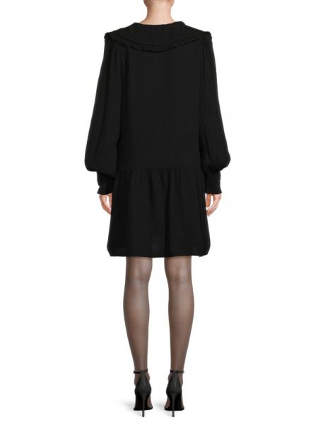 Бархатное платье мини с рюшами Velvet черное