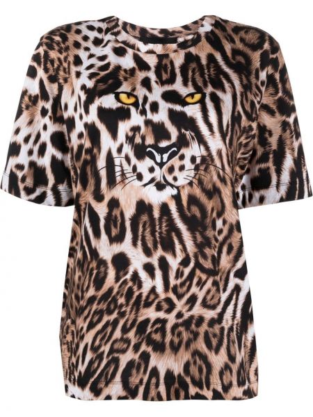 Тениска с принт с леопардов принт Boutique Moschino кафяво