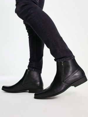 Кожаные ботинки челси из искусственной кожи Asos черные