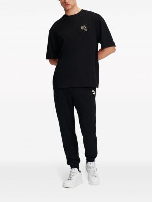 Kokvilnas t-krekls ar aplikāciju Karl Lagerfeld melns