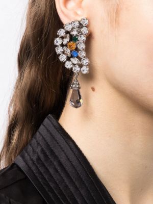 Boucles d'oreilles à boucle en cristal Alessandra Rich argenté