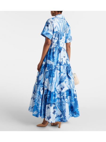 Pamučna maksi haljina s printom Erdem plava