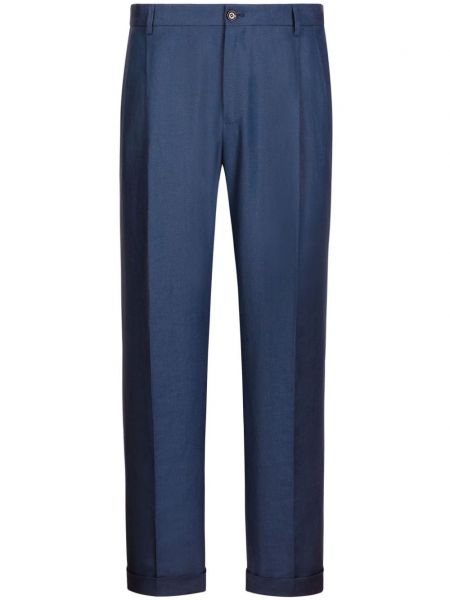 Ленени chino панталони Dolce & Gabbana синьо