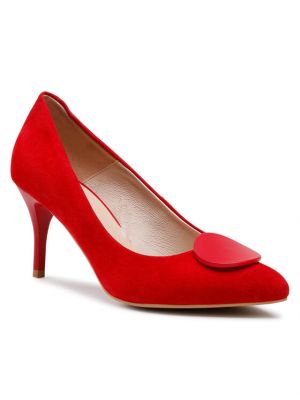 Полуотворени обувки с ток Sergio Bardi червено