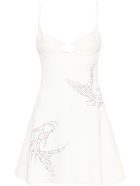 Křišťálové mini šaty David Koma bílé