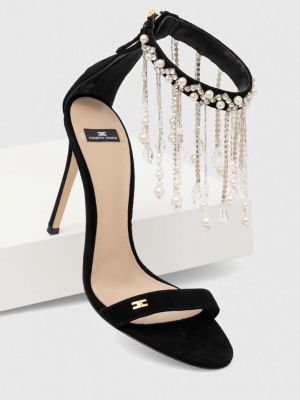 Sandale od brušene kože Elisabetta Franchi crna