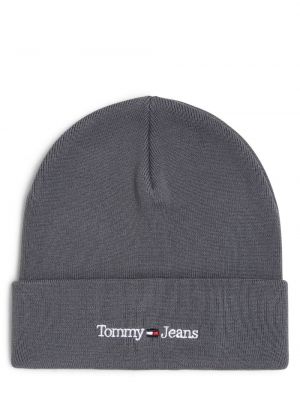 Dzianinowa czapka Tommy Jeans szara