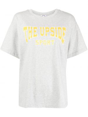 Bavlněné tričko s potiskem The Upside šedé