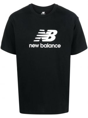 Памучна тениска с принт New Balance черно
