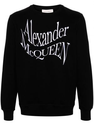 Haftowana bluza bawełniana Alexander Mcqueen czarna