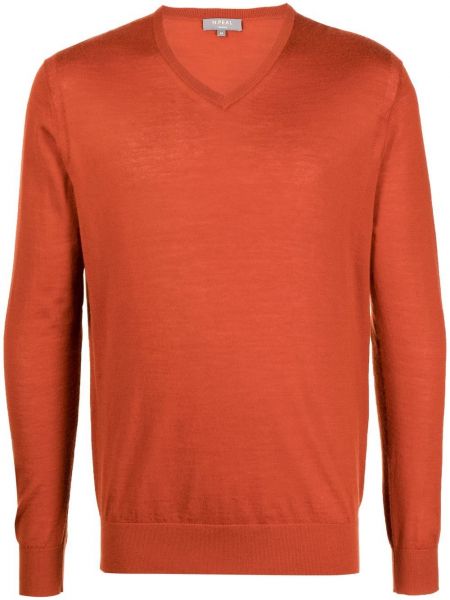 Sweter z dekoltem w serek N.peal pomarańczowy