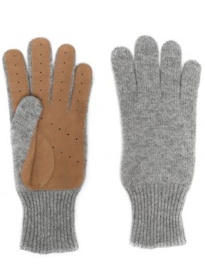 Кашмирени кожени ръкавици Brunello Cucinelli сиво