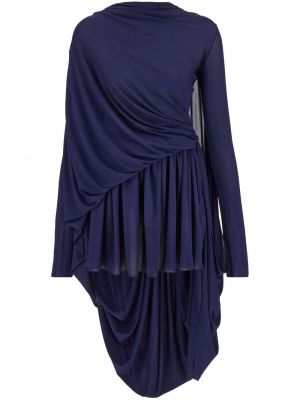 Drapované asymetrické dlouhé šaty Ferragamo modrá