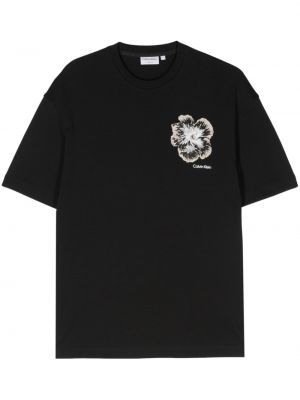 Geblümte t-shirt Calvin Klein schwarz