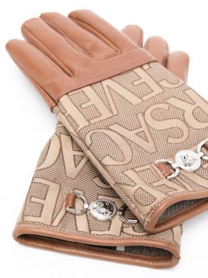 Rękawiczki skórzane z nadrukiem Versace